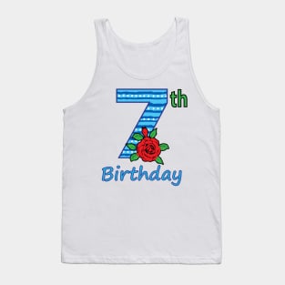 7th Floral - 7th Birthday - Flower - Floral - Birthday Party gift Tank Top